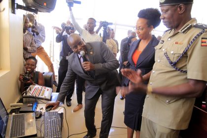 MINISTER OF STATE FOR PUBLIC SERVICE HON. DAVID KARUBANGA OFFICIALLY LAUNCHES THE DECENTRALIZATION PENSION AND GRATUITY MANAGEMENT AT POLICE HEADQUARTERS NAGURU ON 27TH FEBRUARY 2019